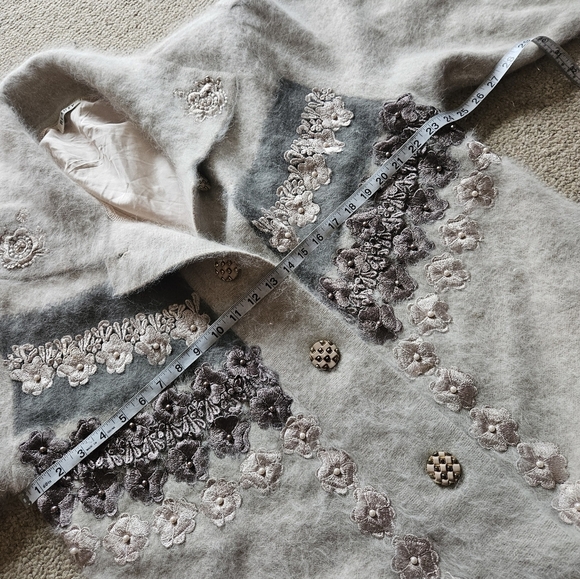 Vintage Angora Lined Embroidered Cardigan Large/xl - Picture 4 of 8